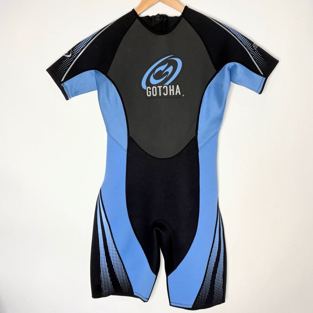 Gotcha Wetsuit Short Sleeve Shorts Black Blue 2.2mm Titanium Women's 11/12 EUC